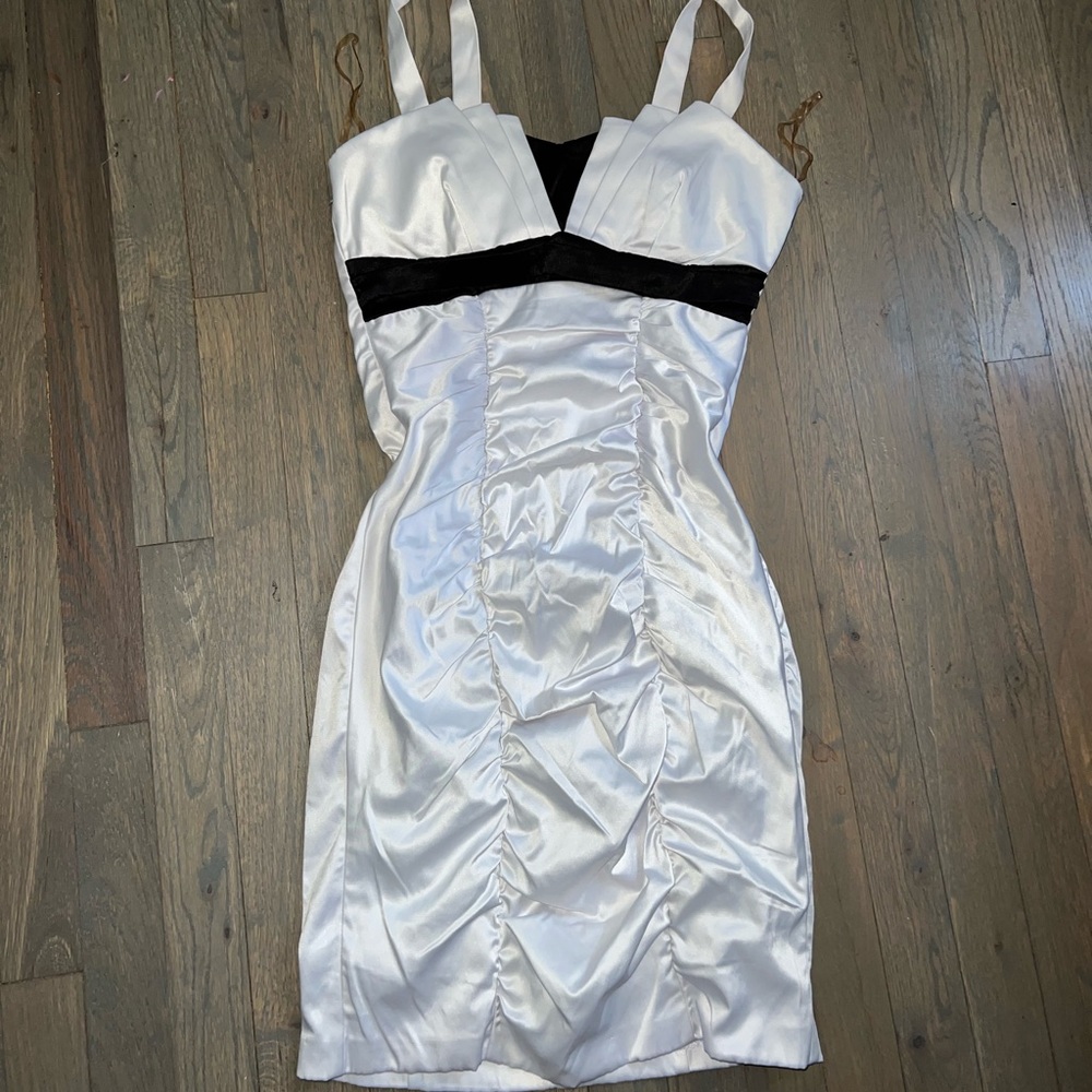 White and black formal dress